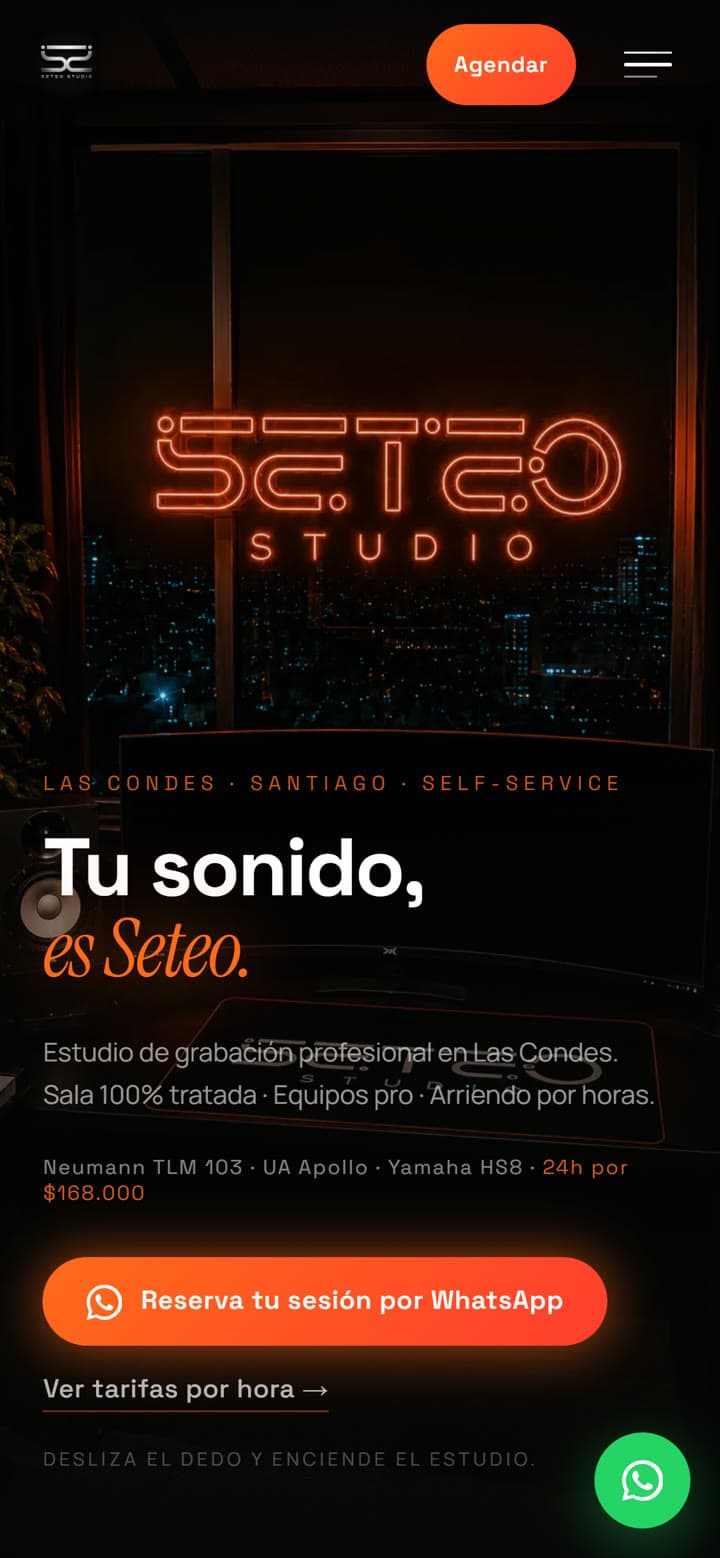 Sitio web de Seteo Studio hecho por Taika AI — versión móvil