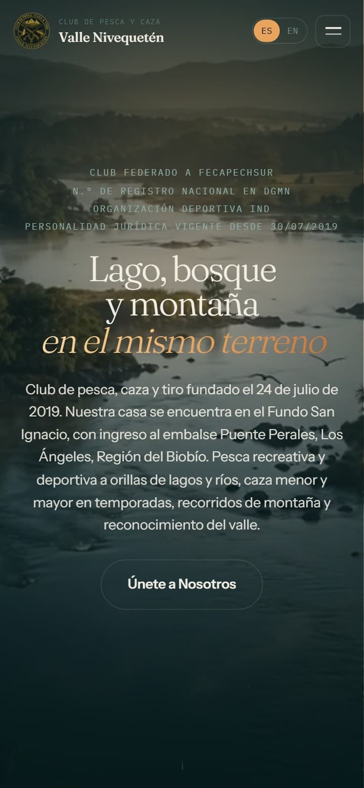 Sitio web de Club Valle Nivequetén hecho por Taika AI — versión móvil